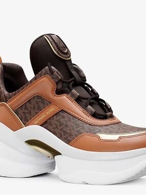 Michael Kors Brown and Tan Platform Sneakers